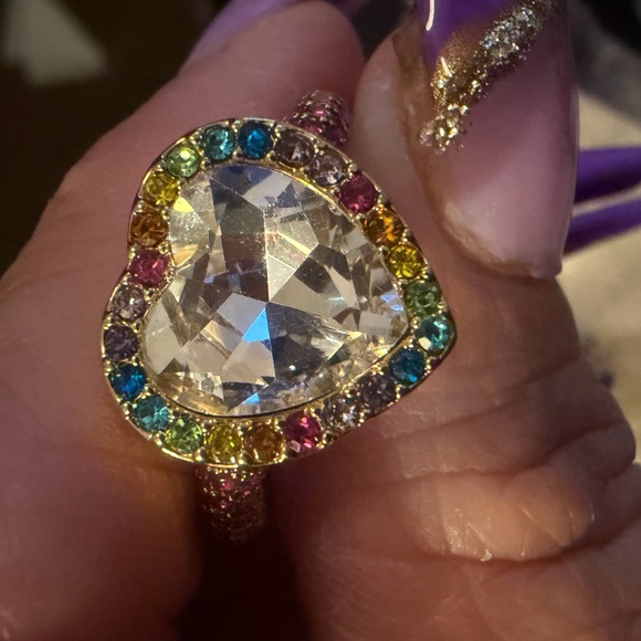 Kurt Geiger Gold Ring with Multicolor Gemstones New No Box - Picture 7 of 8